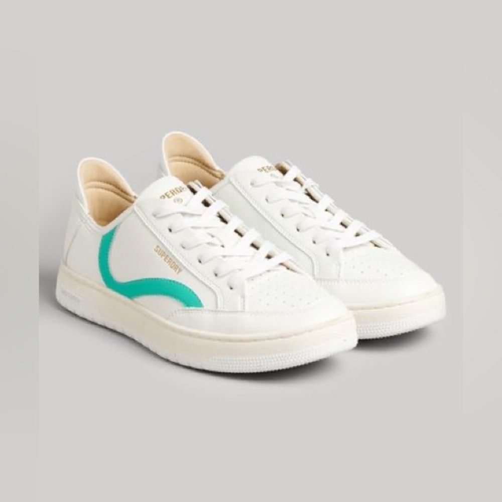 📍Superdry Women’s White & Teal Casual Low Top Sneaker (Belgium Made) Sz 7